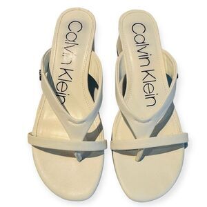 CALVIN KLEIN Kcumia Block Heel Thong Sandals Size 8